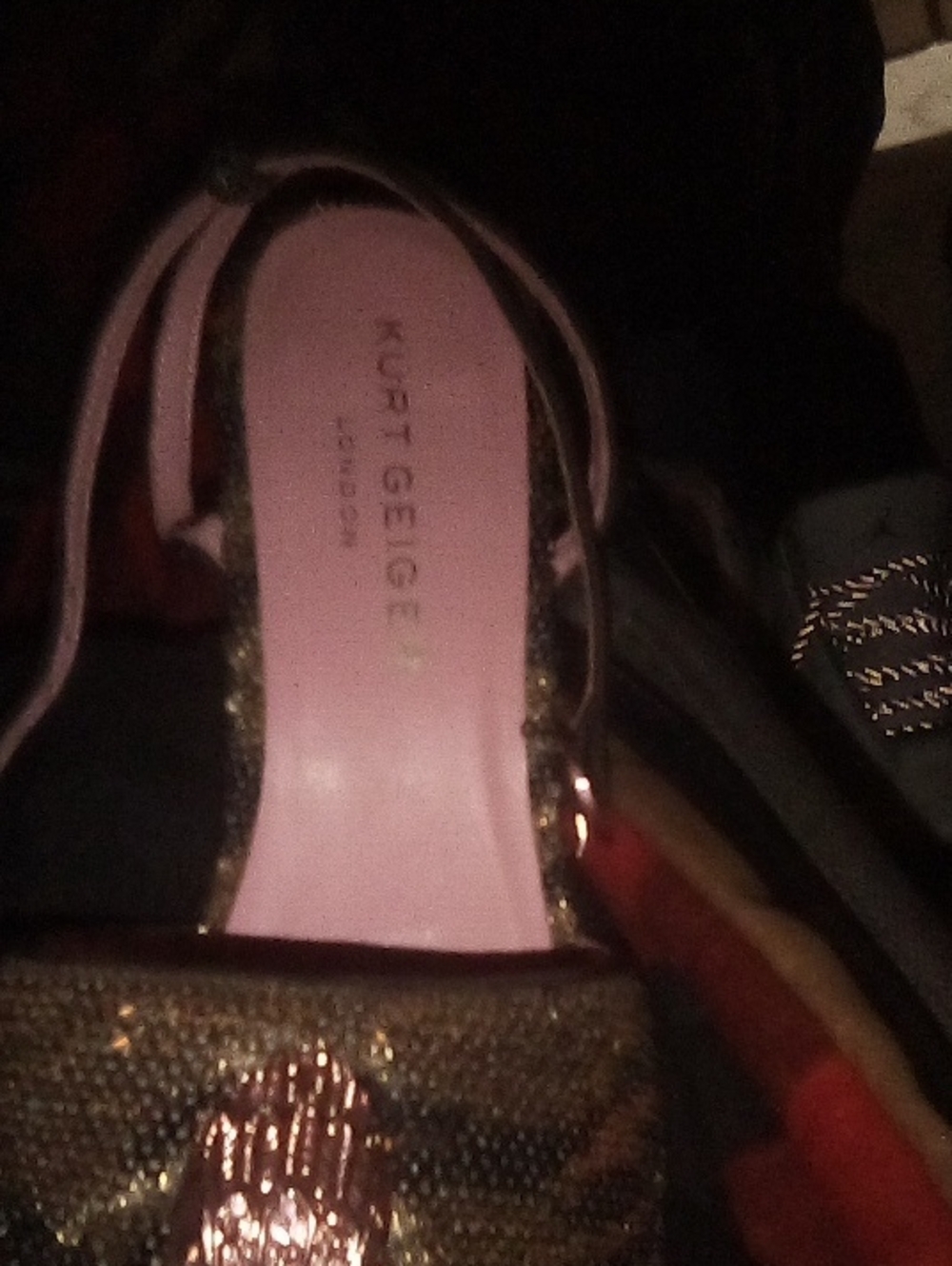 Kurt Geiger Glitter Ankle-Strap Heel with Pink Insole